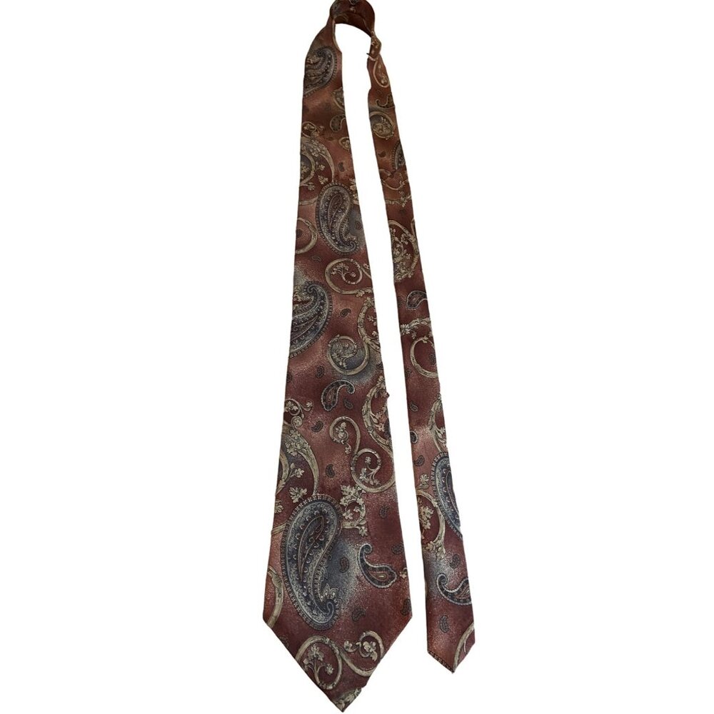 Vintage Johnny Carson Silk Necktie Brown Paisley Classic Work Dad Gift